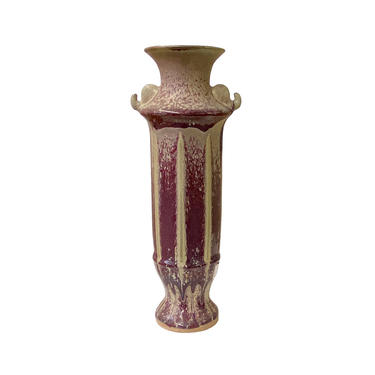 Plum Purple Distressed Ceramic Elephant Head Artistic Narrow Vase ws1505E 