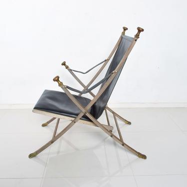 Maison Jansen Regency Bronze Campaign Leather Lounge Chair 