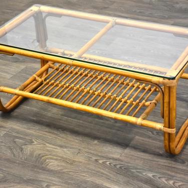 Bamboo &amp; Glass Coffee Table 