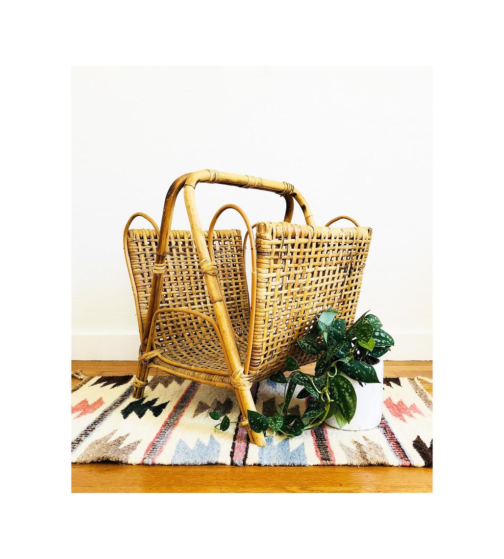 Large Vintage Wicker Magazine Rack | Sergeant Sailor | Vallejo, CA