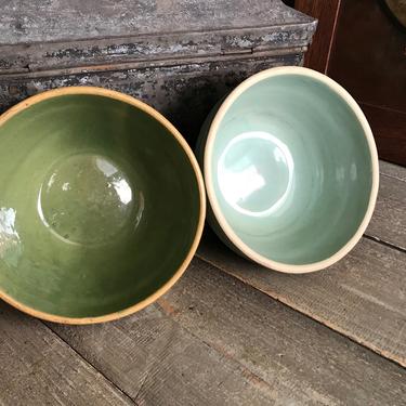 1 Rustic Stoneware Mixing Bowl, Blue, Green, Small Size, Rustic Farmhouse Table Decor 