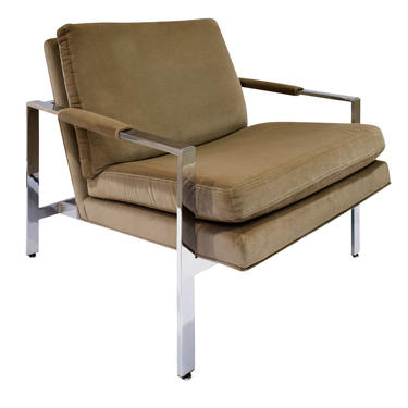 Milo Baughman Clean Line Lounge Chair in Chrome 1970s