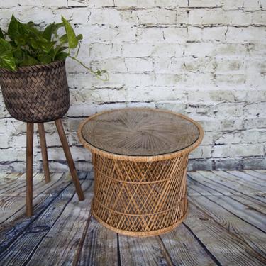 SHIPPING NOT FREE!!! Wicker Table/ Rattan table / Coffee Table / End Table / Plant Stand with glass top 