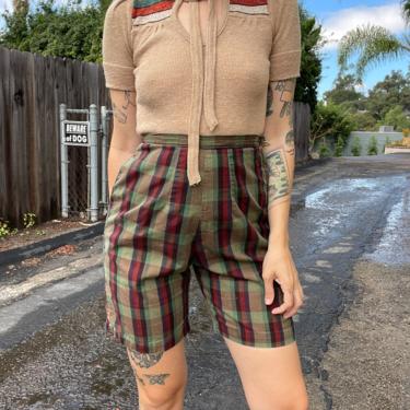 60s 70s vintage plaid shorts, nice fall colors 