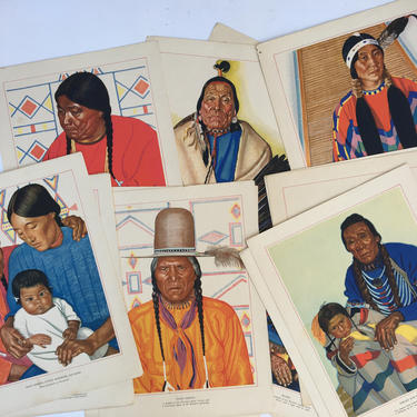 20 Print Set Winold Reiss Native American Art Prints, Vintage Color Lithographs, Blackfeet Indians Of Glacier National Park, 9&amp;quot;x12&amp;quot; 
