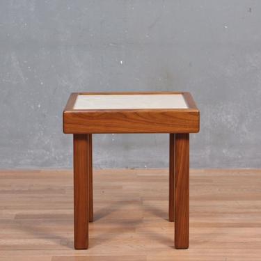 Mid Century Teak &amp; Marble Side Table