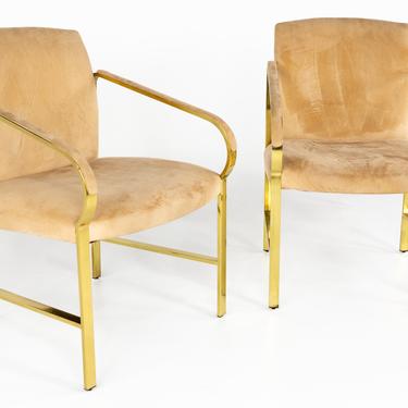 Baker Furniture Mid Century Brass Armchairs - Pair - mcm 