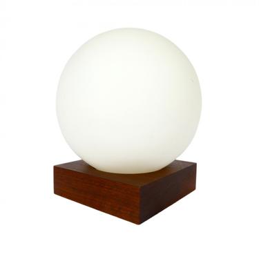 Teak + Glass Ball Lamp