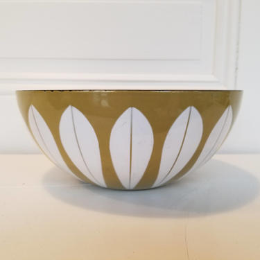 Enamel Lotus Bowl, Green and White, Catherine Holm 