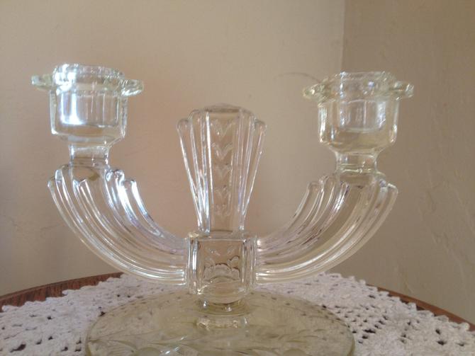 Vintage Pair of Cut Glass Candles Holders