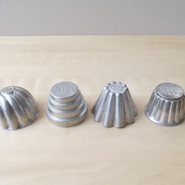 vintage aluminum jello - individual small photo prop candle or soap mold 