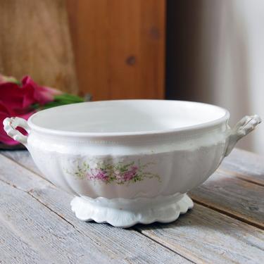 Vintage transferware tureen / floral tureen bowl / Royal Firenze China bowl / cottagecore / French cottage farmhouse 