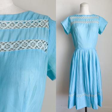 Vintage 1950s-60s Sky Blue Dress / XS 