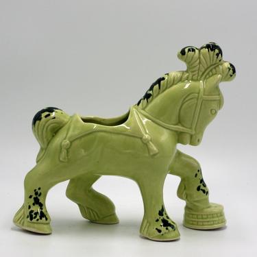 vintage circus pony ceramic planter/lime green circus horse 