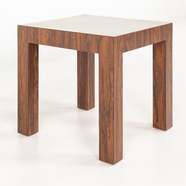 Milo Baughman Style Mid Century Rosewood and White Laminate Side Table - mcm 