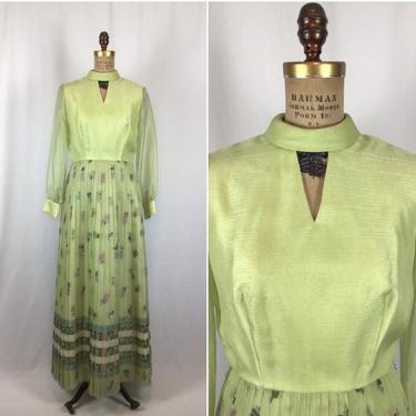 Vintage 60s dress | Vintage green maxi evening dress | 1960s Shaheen evening gown 
