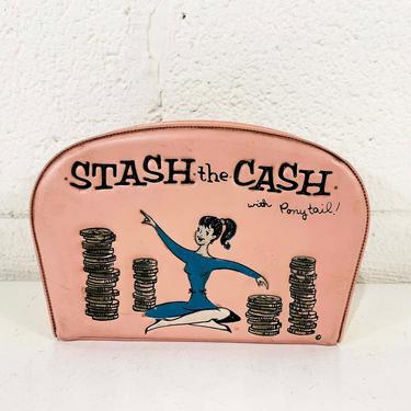 Vintage 1950s Ponytail Stash the Cash Vinyl Bank 50s Date Line Blue Pink Mid-Century Retro Dateline Pink Piggybank Piggy Cute Kitsch Kawaii 