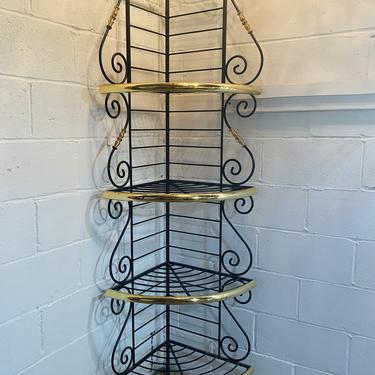 Wrought Iron and Brass Bakers Rack