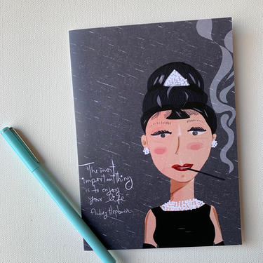 Audrey Hepburn - Breakfast at Tiffanys - 5x7 blank greeting card - stationary- paper lover 