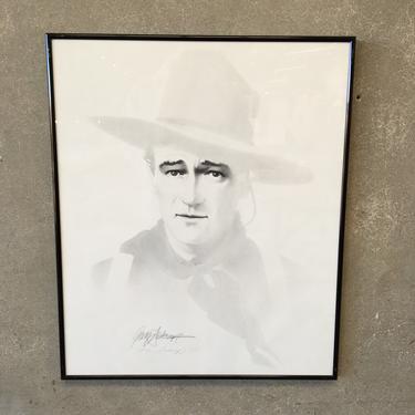 Vintage Lithograph of John Wayne by Gary Saderup