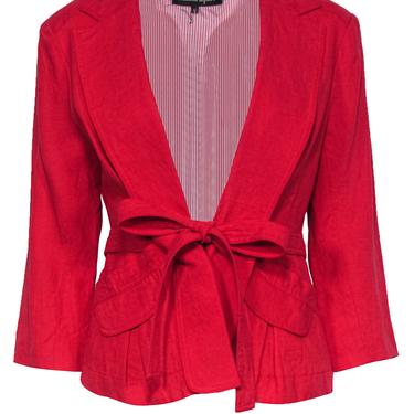 Nanette Lepore - Red Linen Blend "Hollywood" Jacket w/ Tie Belt Sz 12