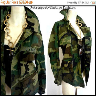 GRUNGE Vintage Camouflage army green fatigue JACKET //  hipster grunge dress jacket coat blazer xl xlarge 