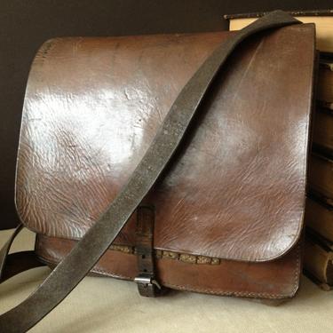 Swedish Army Leather Satchel Crossbody Messenger Document Carrier Handbag 