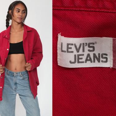 LEVIS Shirt Red 90s Button Down Shirt up Levi Jean Boyfriend Oversized Cotton 90s Long Sleeve Oxford Vintage Streetwear Extra Large xl l 