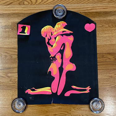 Vintage Flaming Love Blacklight Poster Warren Dillon 1970’s Original Sex Cocorico graphics 