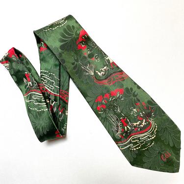 Vintage 1950s 1940s Tie Hunting Dogs Novelty Silk Necktie Superba Currier and Ives 