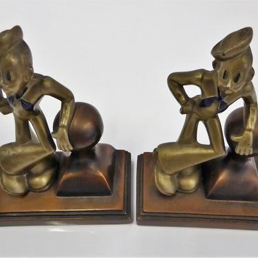 Deco Modern Navy Sailors Bookends by Nuart Creations New York 1940s