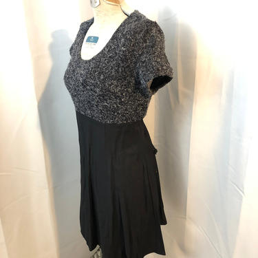 90s vintage baby doll dress black and grey mohair sweater Byer Too L 