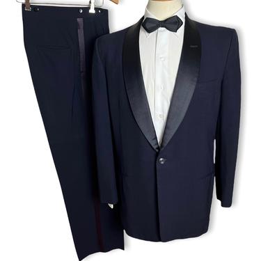 Vintage 1950s Wool 2pc Shawl Collar Tuxedo ~ 38 to 40 R ~ Rockabilly Suit ~ Wedding ~ Tux 