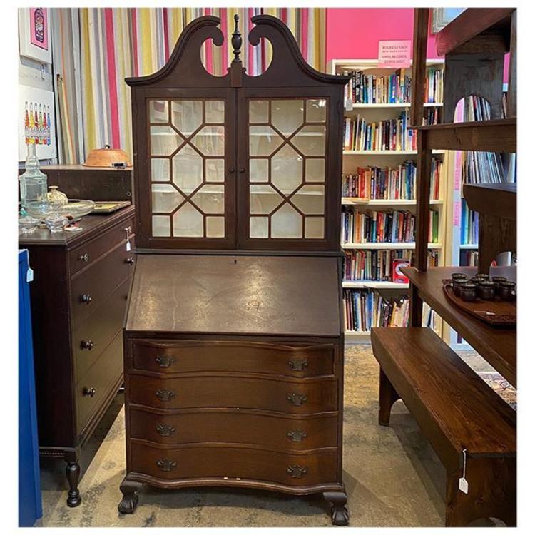 Antique / Tall mahogany secretary desk 80” tall / 35.5” wide / 17” deep 