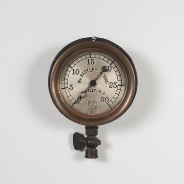 Early 20th c. Brass Pressure Gauge with Bronze Valve c.1920