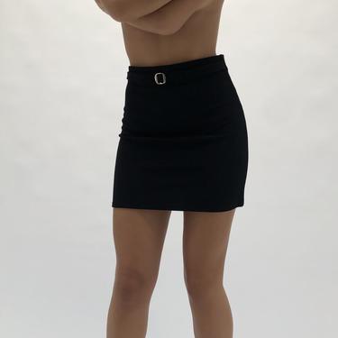 Vintage Black Miniskirt W/ Round Belt Detail