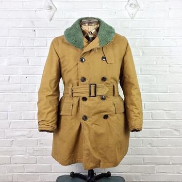 Size 42 Vintage 1950s 1952 Canadian Army Double Breasted Belted Mackinaw Coat 