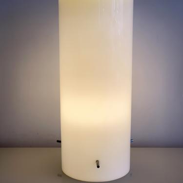 1960s Paul Mayen White Plexi Columnar Lamp W/ Yellow Top