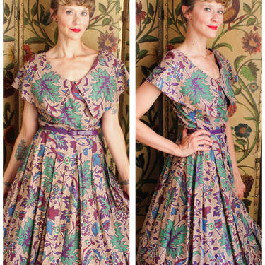 1950s Dress // Joy Kingston Bold Floral Dress // vintage 50s dress 