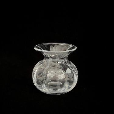 Vintage Scandinavian Modern Art Glass Vase ORREFORS Sweden Vase with Ribbed Optical Design 