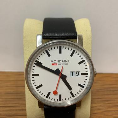 1980s Mondaine Swiss Railroad Watch with Date 