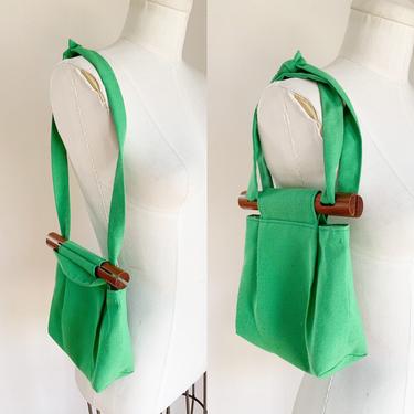 Vintage 1960-70s Kelly Green Fabric Mini Bag 
