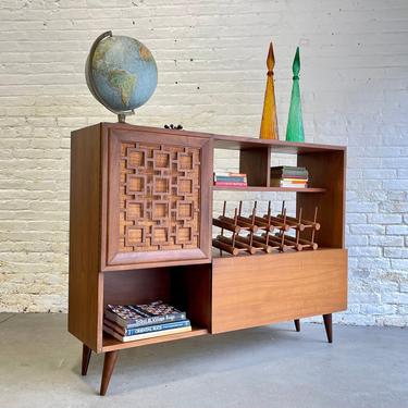 RETRO Mid Century Modern Walnut BAR / Bookcase Cabinet , c. 1960's 