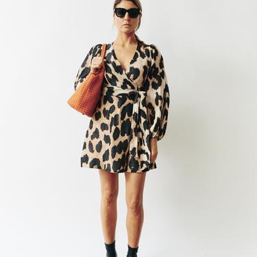 Ganni Leopard Print Wrap Dress, Size 34