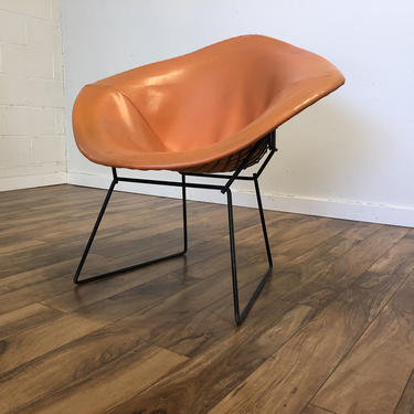 Bertoia Diamond Chair with Orange Cover, Early Knoll Label 