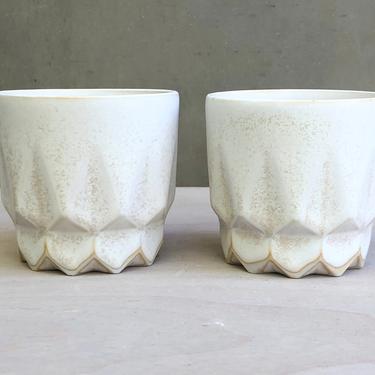 Porcelain Ceramic &amp;quot;Hex&amp;quot; Cup  -  Matte Speckled &amp;quot;Sand Halo&amp;quot; Glaze 