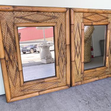 Pair of Islandy Rattan Mirrors