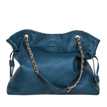 Tory Burch - Emerald Green Pebbled Leather Chain Strap Tote