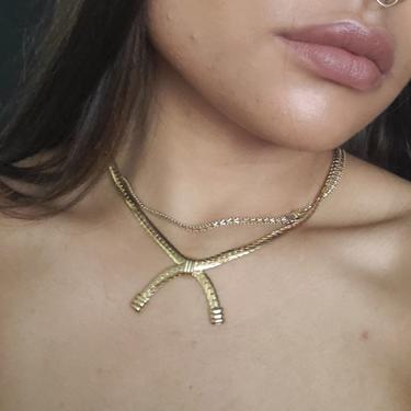 Vintage Goldtone Bow Chain Necklace 