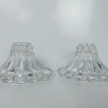 Clear Glass Candle Holders by Anchor Hocking - Set of 2 vintage candle stick holders 